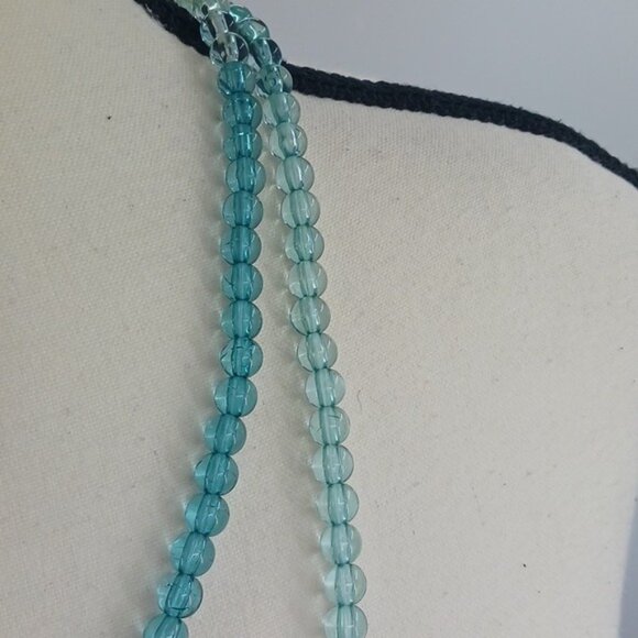 A New Day Necklace Two Piece Womens Blue Beaded Pullover Layered - Picture 3 of 6